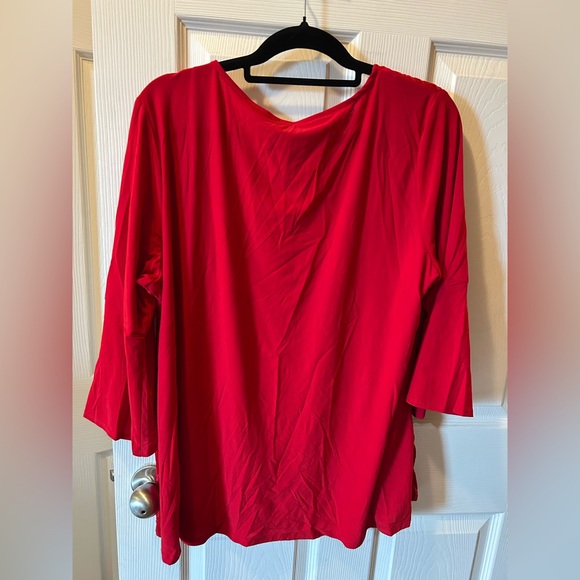 NY Collection Woman 2X Red Velvet Burnout Layered Tank Look w/V-Neck Top Blouse - Picture 9 of 9